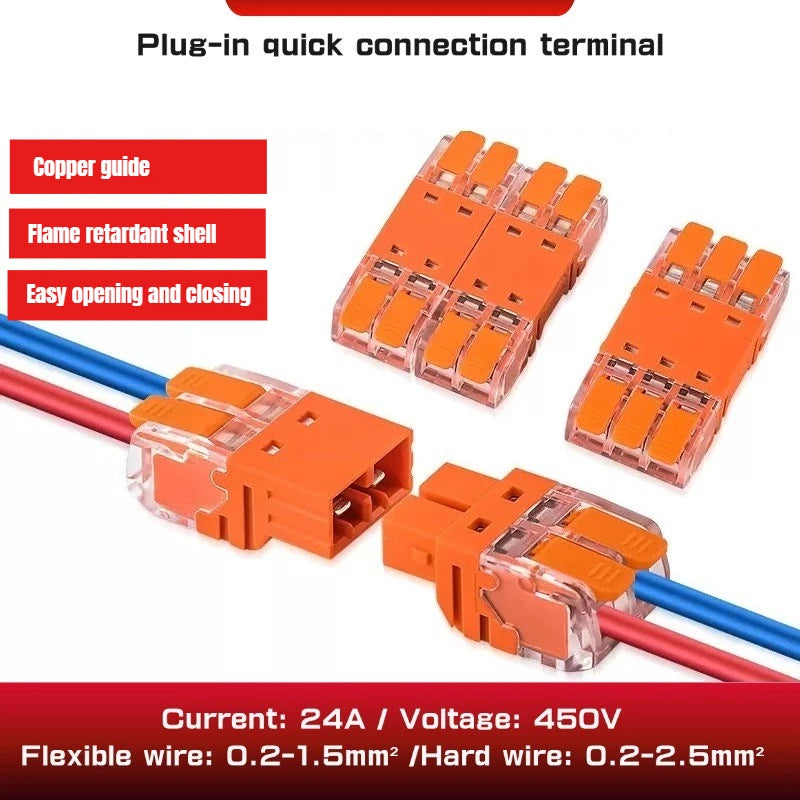 10Pcs CMK 64 Quick Lever Wire Connectors 2/3/4 In and 2/3/4 Out for Compact Plug Male Female Terminals Universal Blocks