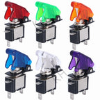 Auto Car Boat Truck Illuminated Led Toggle Switch With Safety Aircraft Flip Up Cover Guard 12V20A transparent