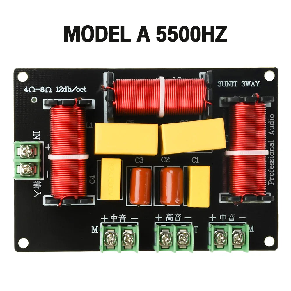 200W Crossover 3 Way Home Theater Treble Bass Audio Sound Speaker Amplifier Frequency Divider Filter 3 Way Crossover