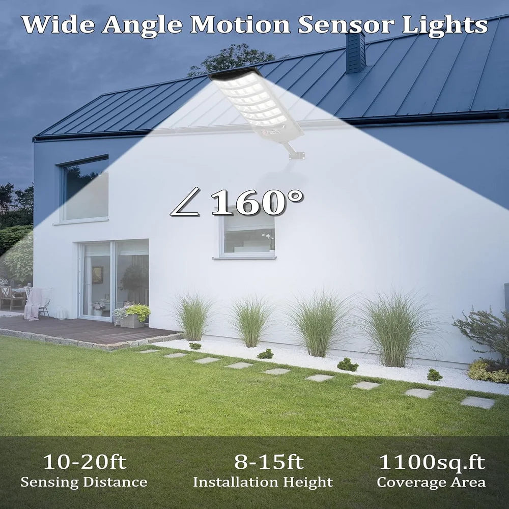 Solar Street Lights Outdoor Waterproof 50000LM Wide Angle Solar Light Parking Light with Motion Sensor for Security Street Light