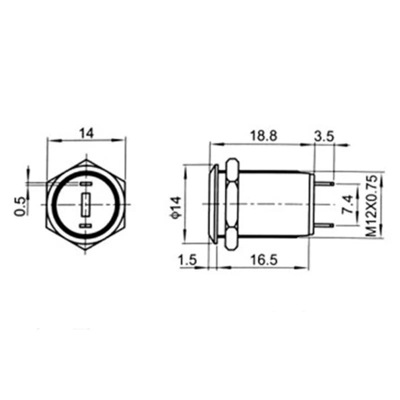 1pcs 12mm Waterproof Momentary Flat Head Round Stainless Steel Metal Push Button Switch Car Start Horn Speaker Bell Self-reset