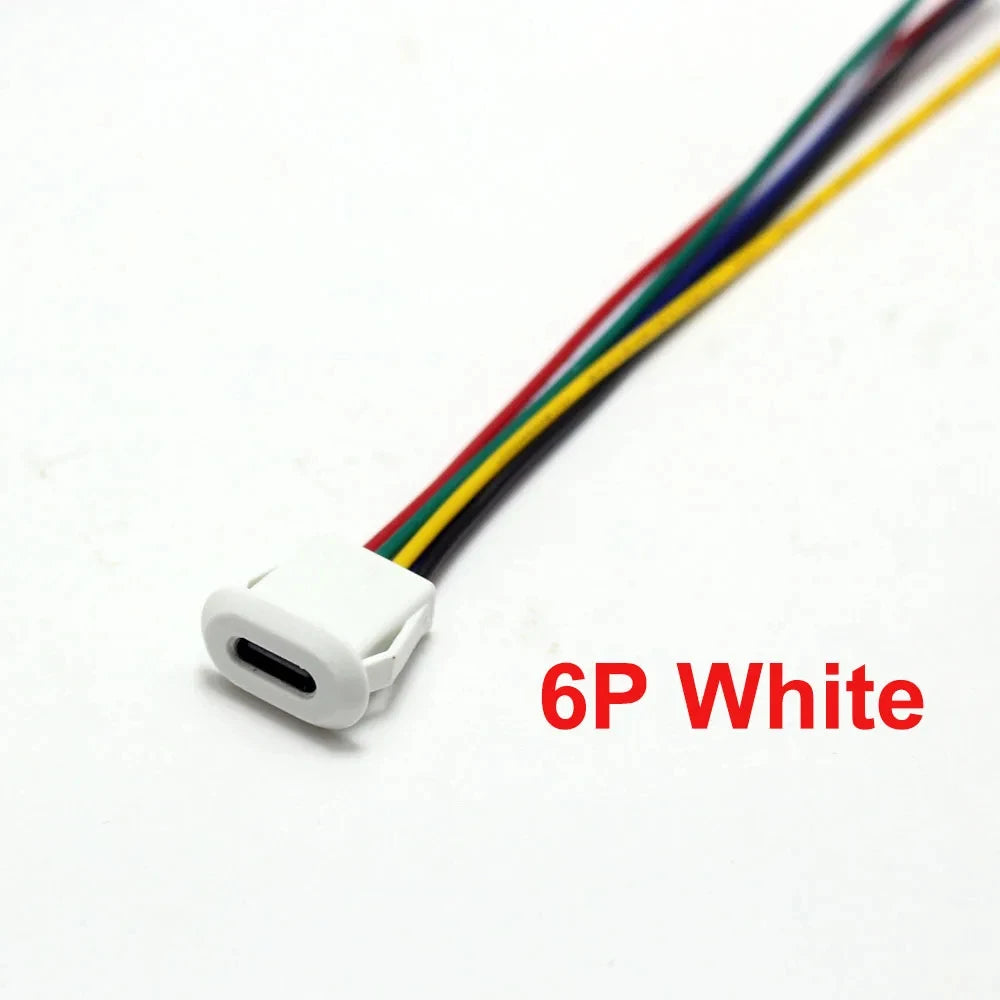 2 4 6 Pin USB-C Type Waterproof USB Connector Direct Compression Female Base Female Socket Charging Interface With Welding Wire
