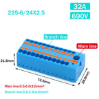 Wire Electrical Connectors PTFIX 2.5mm Wire Merging And Branching Device Push-in Terminal Block Connector Mount On Din Rail