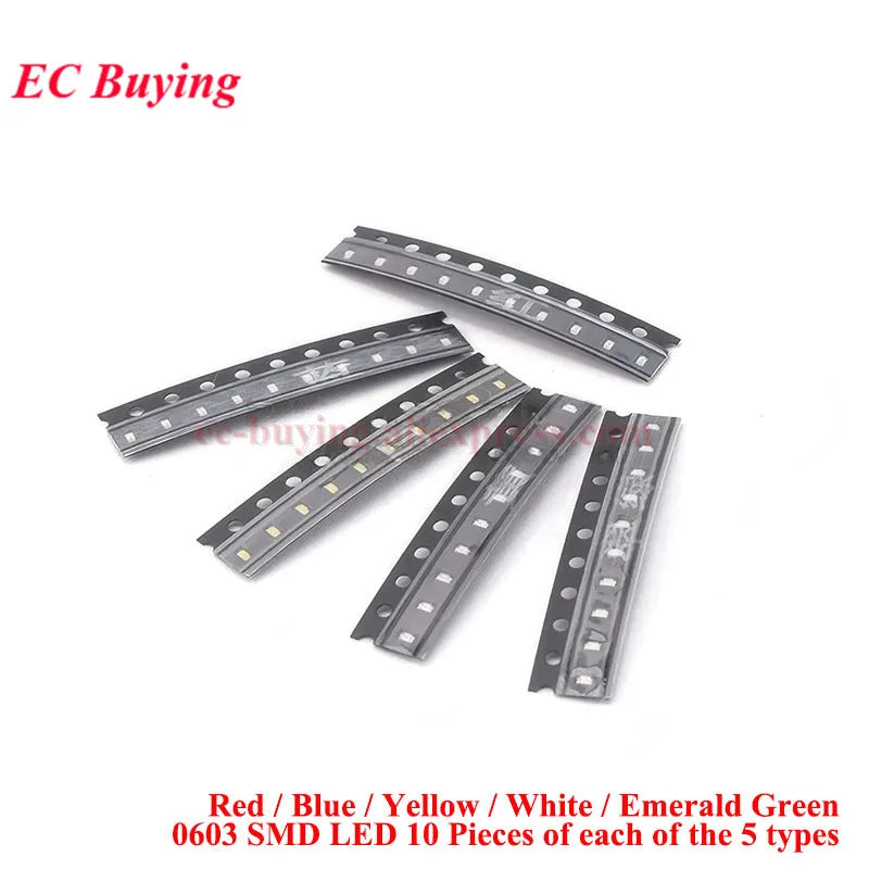 390Pcs/50pcs 0402 0603 0805 1206 3528 2835 5050 5730 SMD LED Kit Diodes Light Emitting Chip Surface Mount Diodo Red/Green/Blue