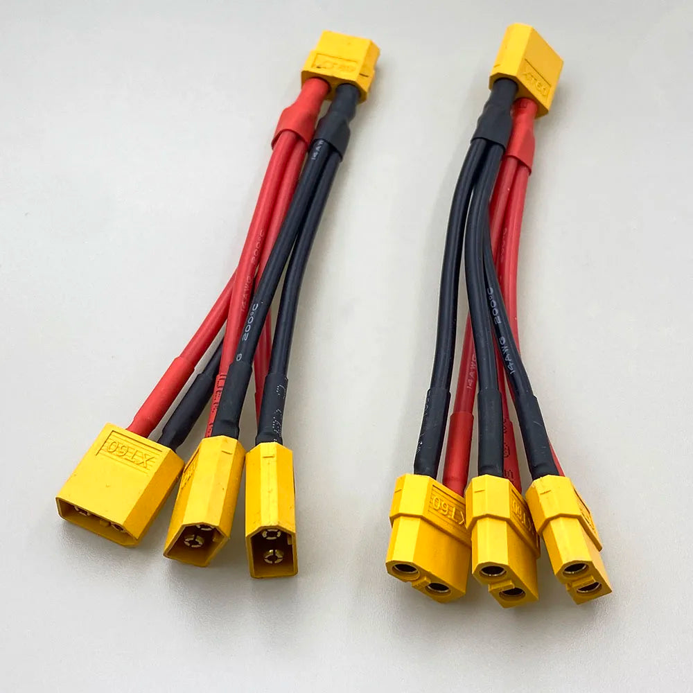 XT60 XT90 T Plug Parallel Battery Connector Male/Female Double Extension Cable Y-Divider/RC Battery Motor3-Way 10AWG 12AWG 14AWG