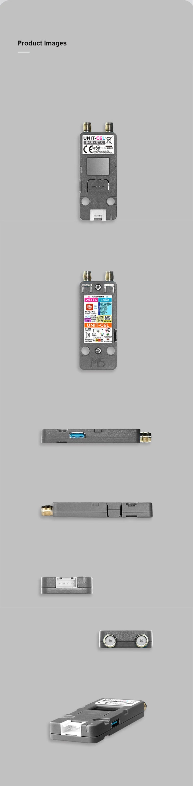M5Stack Unit C6L LoRa Communication Unit ESP32-C6 Wi-Fi 6 & SX1262 868-923MHz Supports Meshtastic with OLED for IoT