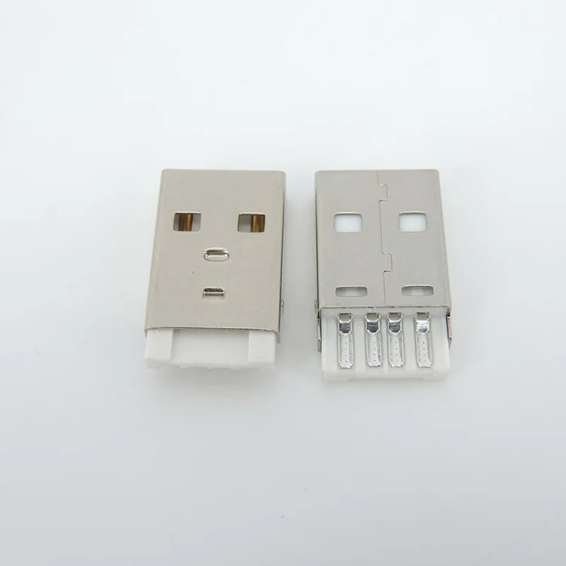 10Pcs USB Type A Connector Male 4 Pin Plug Socket With Black White Plastic Cover USB 2.0 Type-A Soldering DIY Kits