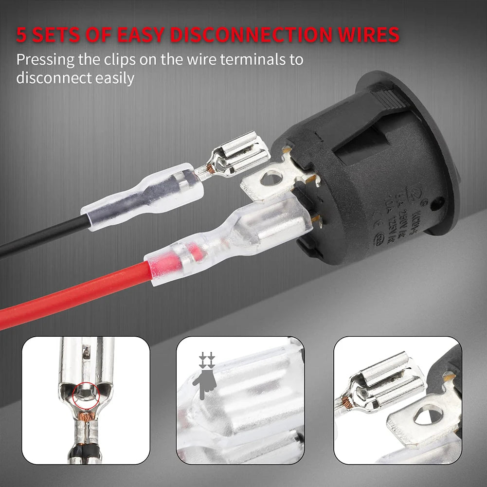 5/10PCS ON/Off Round Rocker Switches SPST 20mm Mini 12 Volt DC Mini Circle Toggle Switch 12V for Car Automotive RV 2 Pin