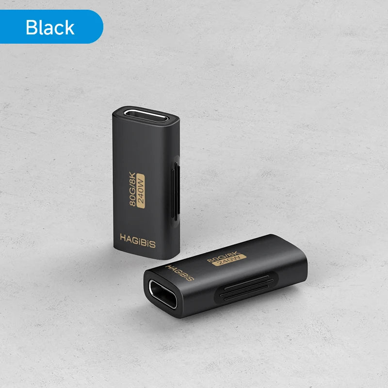 Hagibis USB C Female to USB C Female Adapter 80Gbps 240W USB4 Dual Female Extension Cable Converter for Thunderbolt 5/4 Laptop