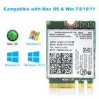7260AC Bluetooth4.0 WiFi 1200Mbps Wireless Network Card NGFF M.2 Wifi Dongle 802.11AC Dual Band 2.4G 5G For Laptop AC 7260NGW