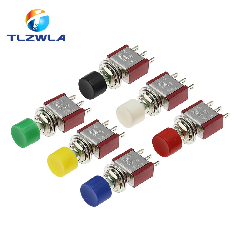 5PCS 3Pin C-NO-NC 6MM Mini Momentary Automatic return Push Button Switch ON-(ON) 2A 250VAC/5A 120VAC