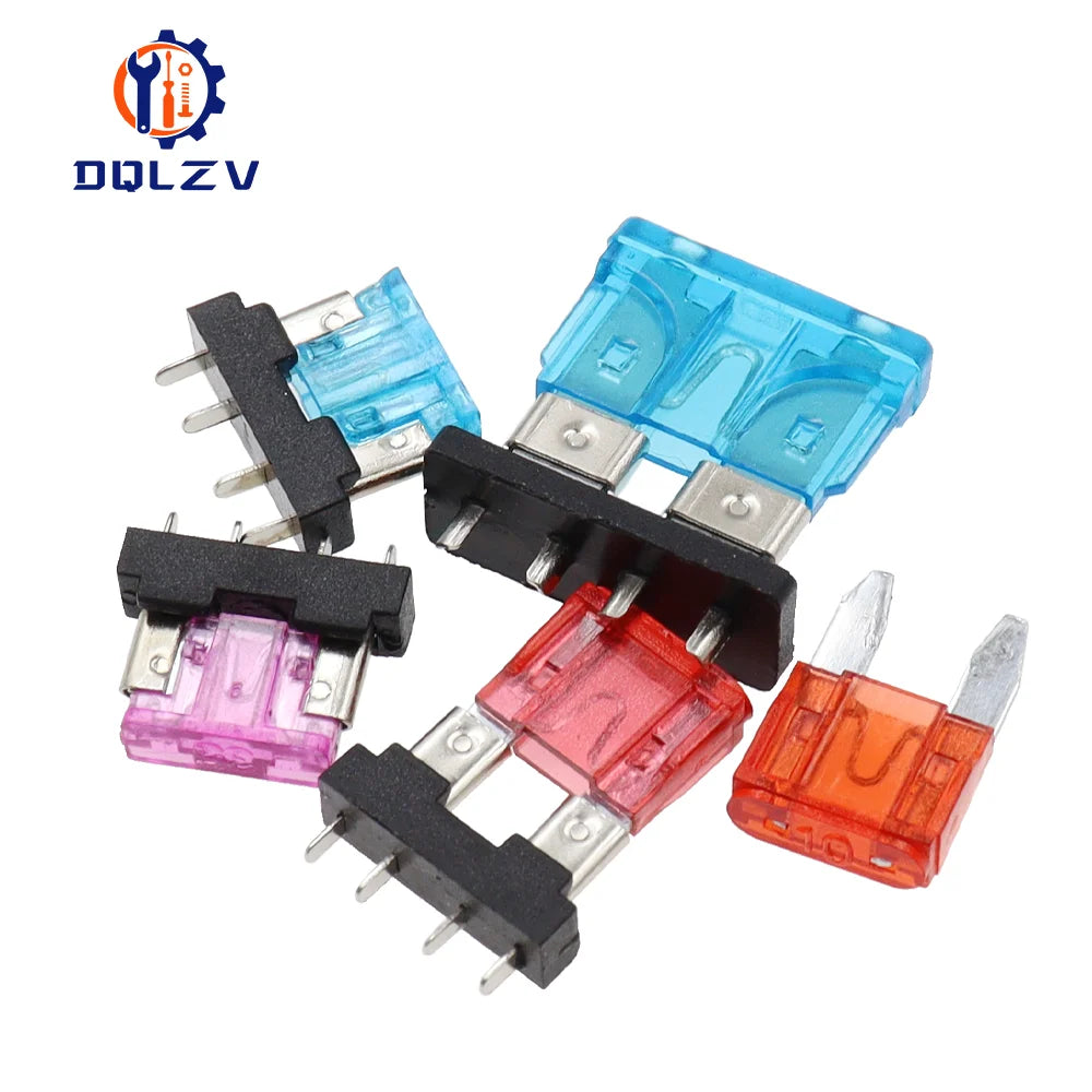 Medium Mini Small Fuse Holder PCB Board with Car Blade Fuses 10A for Auto Automotive PCB Board Safety clip Insertion Type
