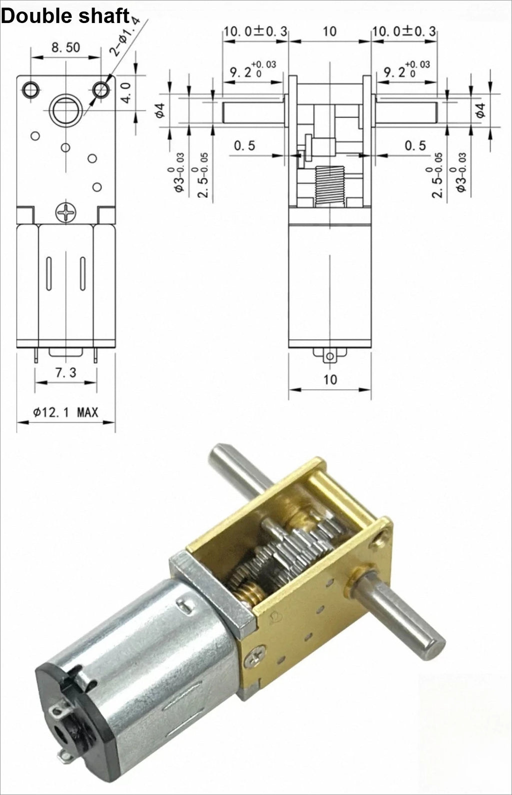 1pc Self Locking Worm Gear 1218-N20 Miniature DC Reduction Gear Motor 12V Low-speed Single Shaft Dual Shaft Motor