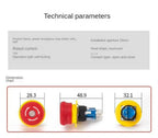 16MM Red Illuminated Rotary Emergency Stop Button Switch Wired with Light 1NO1NC Rotate Reset Welding Pin Knob Plastic Switches
