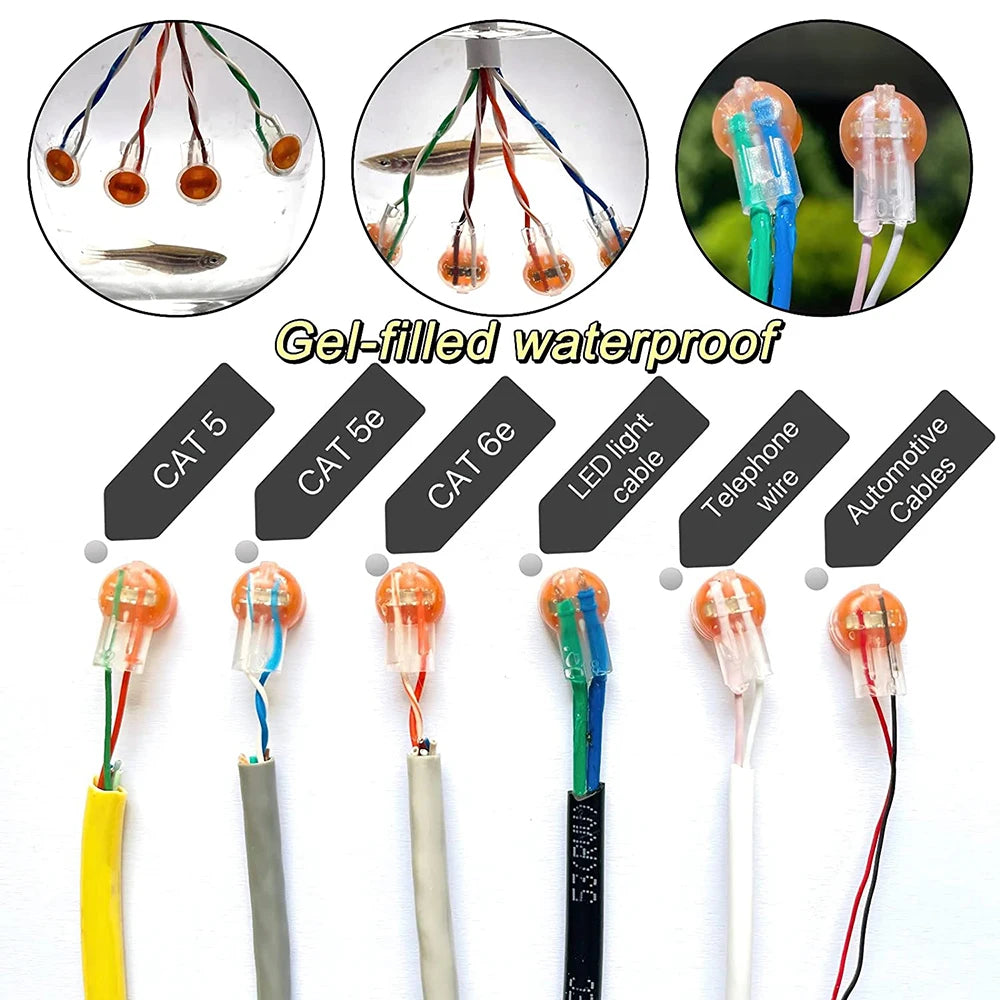 Hoolnx K1 K2 K3 Connector UY1 UY2 UR Wire Connector, Waterproof RJ45 RJ11 Telephone UY Splice Connector Network Cable Terminals