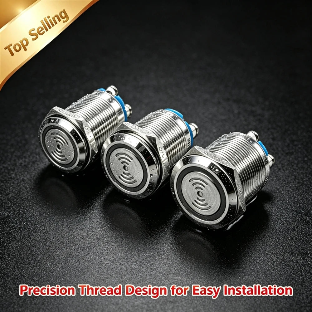 16mm 19mm 22mm Metal Buzzer Flashing Alarm Speaker LED Red Intermittent Signal Light Red High Decibel 12V 24V Screw Terminal
