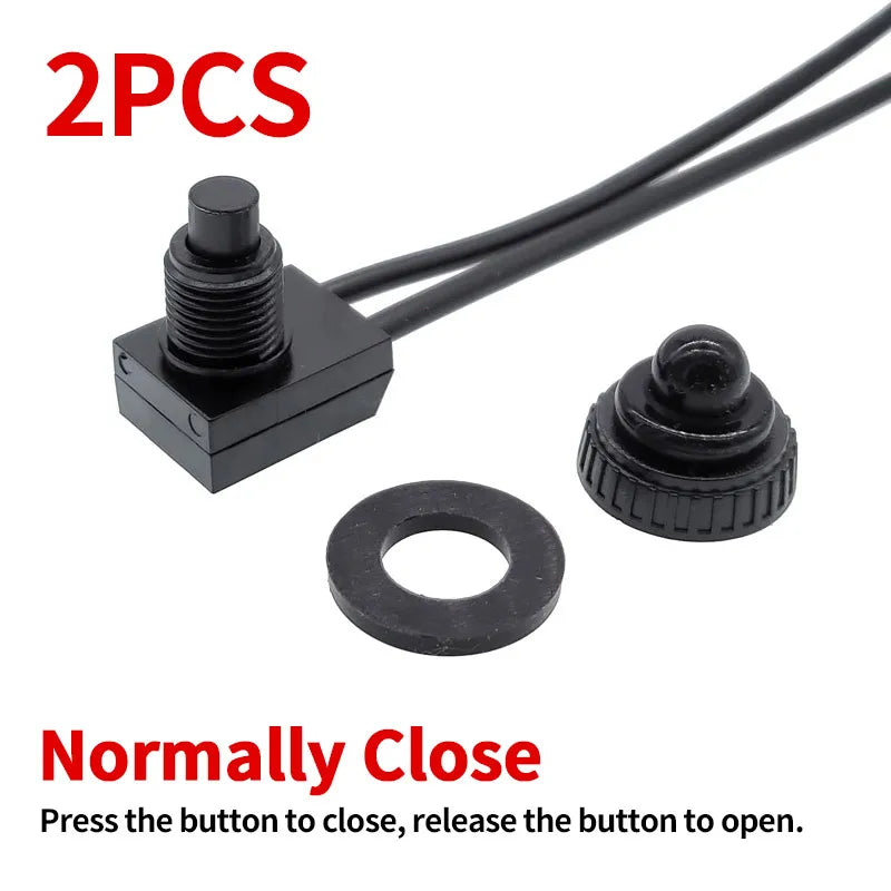 2Pcs IP67 Waterproof Push Button NC NO On-Off Switch KP107S Auto-Lock ZE-107S Self-Locking Switchs Press Type