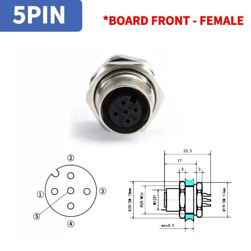 1pcs M12 4pin 5 8Pin Sensor Connector Panel Back Mount Waterproof Flange Socket Threaded Coupling Male&Female A Code Connectors