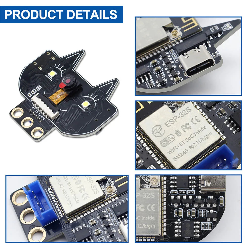Keyestudio Fox:bit ESP32-S3 Camera Built-in 520 KB SRAM and External 8MB PSRAM Supports OV2640 and OV7670 Cameras WIFI Upload