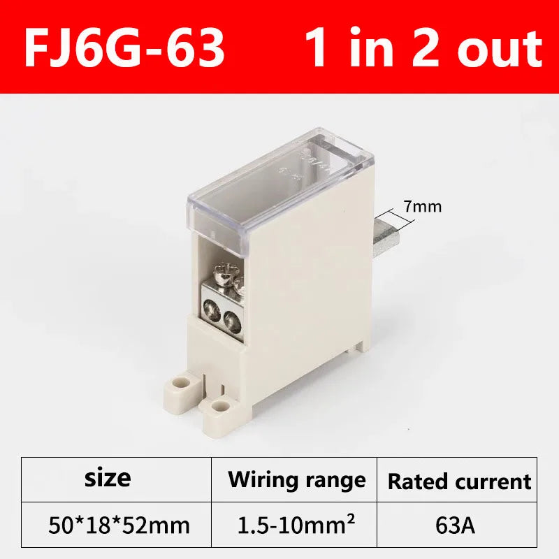 Breaker Junction Box 1 IN Mehrere-OUT FJ6G-63 Luft Schalter Terminal Block DZ47 Branch Terminal Universal Wire Connectors 4-16mm