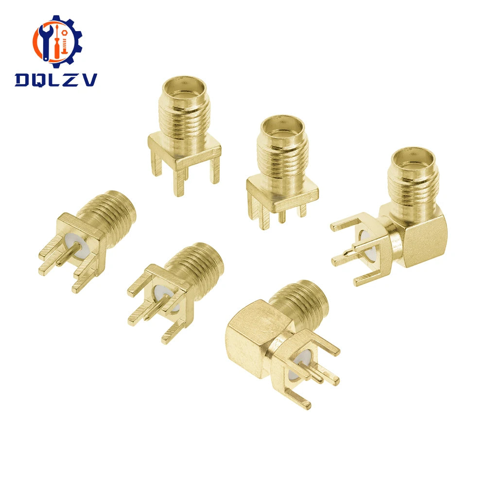 SMA Male Female Straight Connector 90 Degree Solder Edge PCB Straight Right angle Mount RF Copper Plug Socket