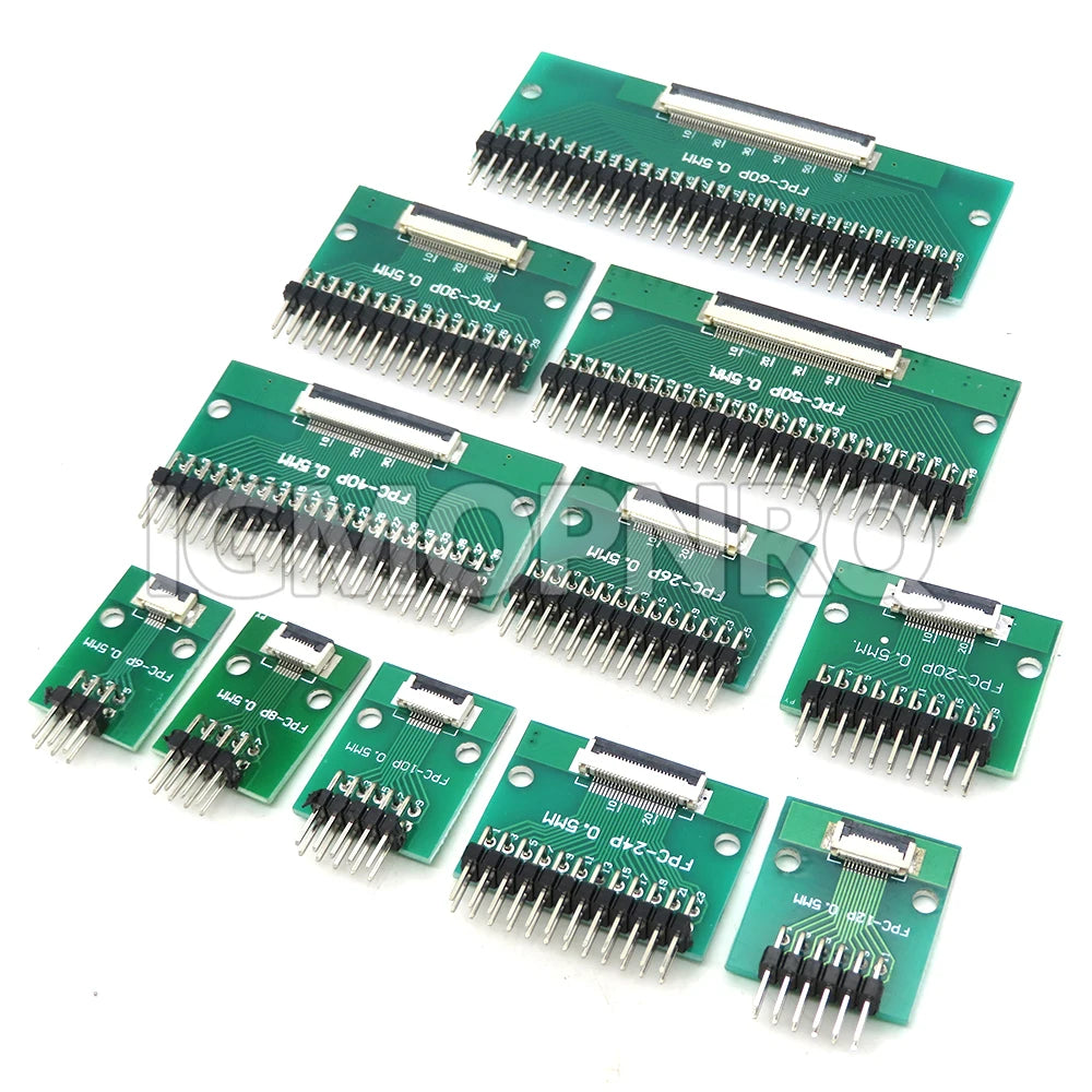 FPC FFC Adapter Board 6 8 10 12 20 24 26 30 34 40 50 60 80 Pin 0.5mm 1.0mm To 2.54mm Connector Straight Needle And Curved Pin