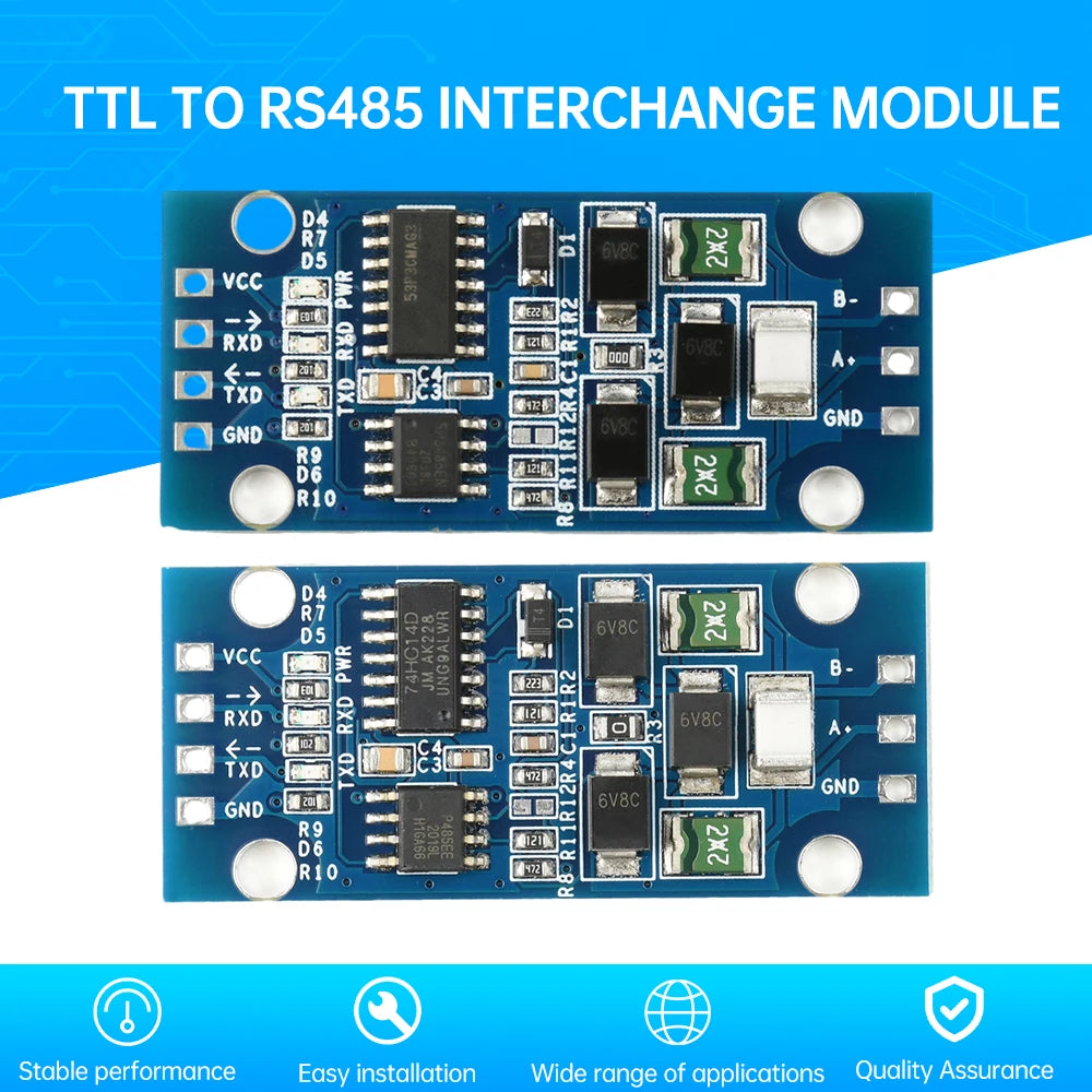 DC3.3V/5V TTL to RS485 Interconversion Module Serial Level Conversion Board Serial Hardware Auto Flow Control 74HC14+SP485 Chip