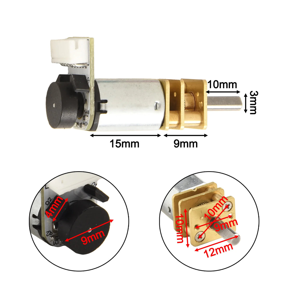 For GA12 For N20 High Torque DC Motor with Encoder Excellent Replacement Option for Robotics and Hobby Projects