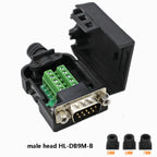 RS232 RS485 DB9 Connector Male Female 9 Pin Breakout Terminals COM Connector D-SUB Terminals 21-24 AWG Wire Solderless Connector