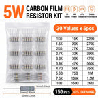 Carbon Film Resistor Kit 1/8W 1/4W 1/2W 1W 2W 3W 5W 5% 4 Band Through Hole Axial Lead Resistor DIY Electronic Components