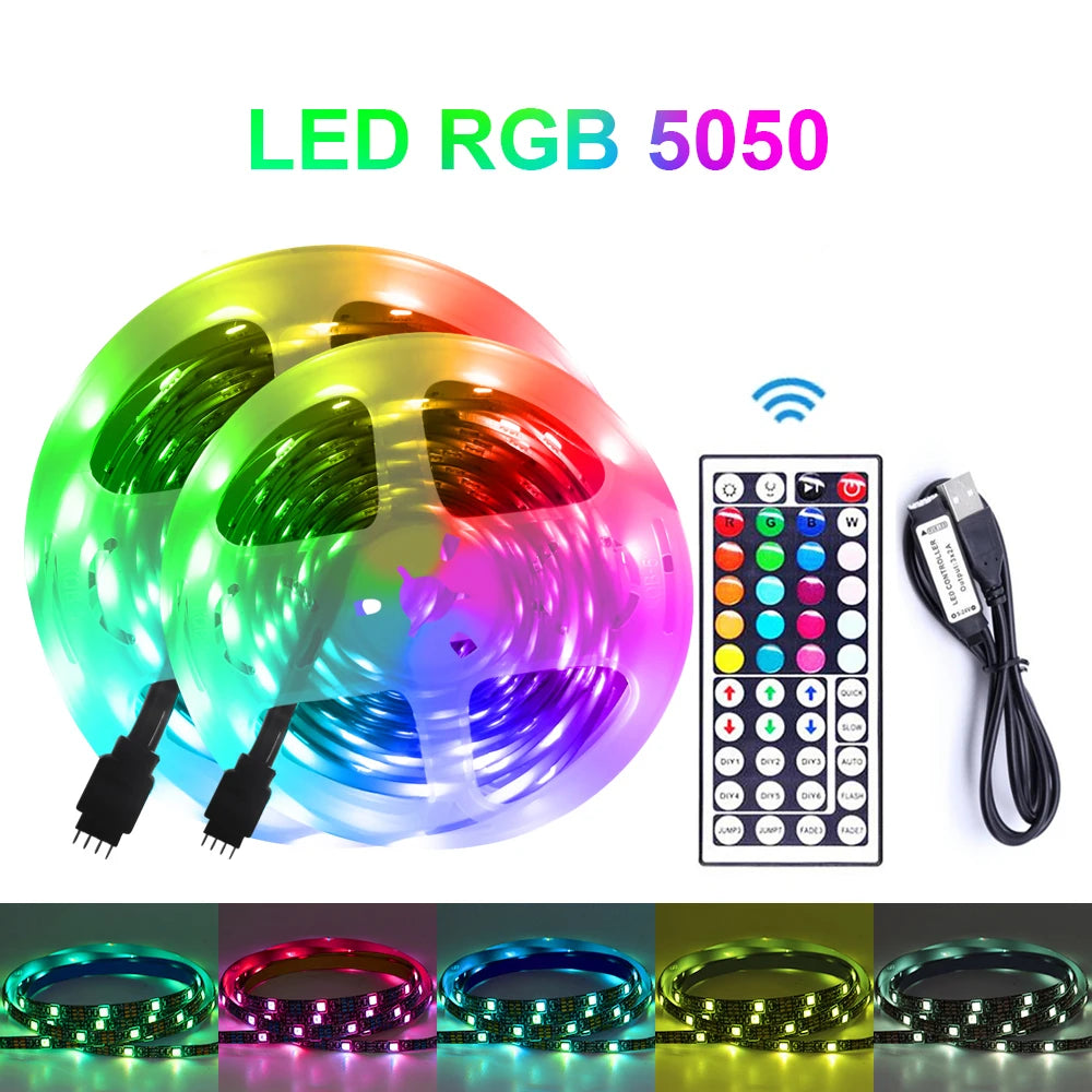 5V USB RGB LED Strip Light Remote Control 5050 30LED/m 5m 10m Lights Tape TV Backlights Home Decoration 0.5/1/2/3m Black PCB