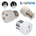2pc E26 E27 Screw B22 Bayonet Rated 220V6A  Lamp Holder Light Base Socket to US EU AC Power Cord Outlets Plug Adapter Converter