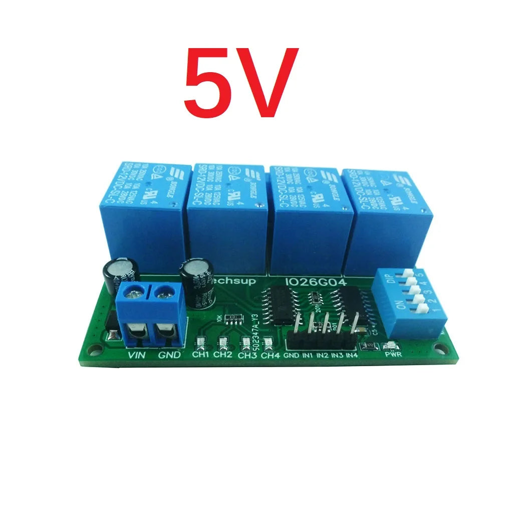 1 PCS 4ch DC 5V 12V 24V DIP Switch Delay Relay Module Flip-Flop Latch Bistable Self-locking Interlock Latch Power Conditioner