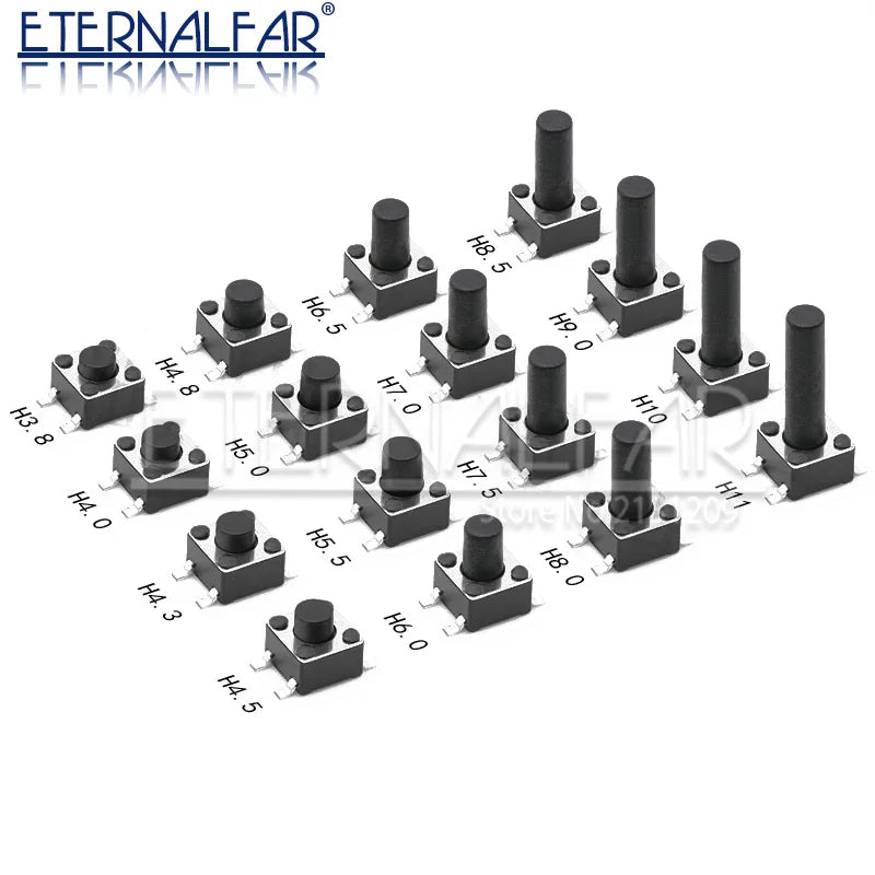 Tact Push Button Switch 12V Copper 4PIN DIP2 SMD Micro Switch 6X6X5 4.3 5 5.5 6 7 8 9 10 11 12 13 15MM TV Toys Home Use Button