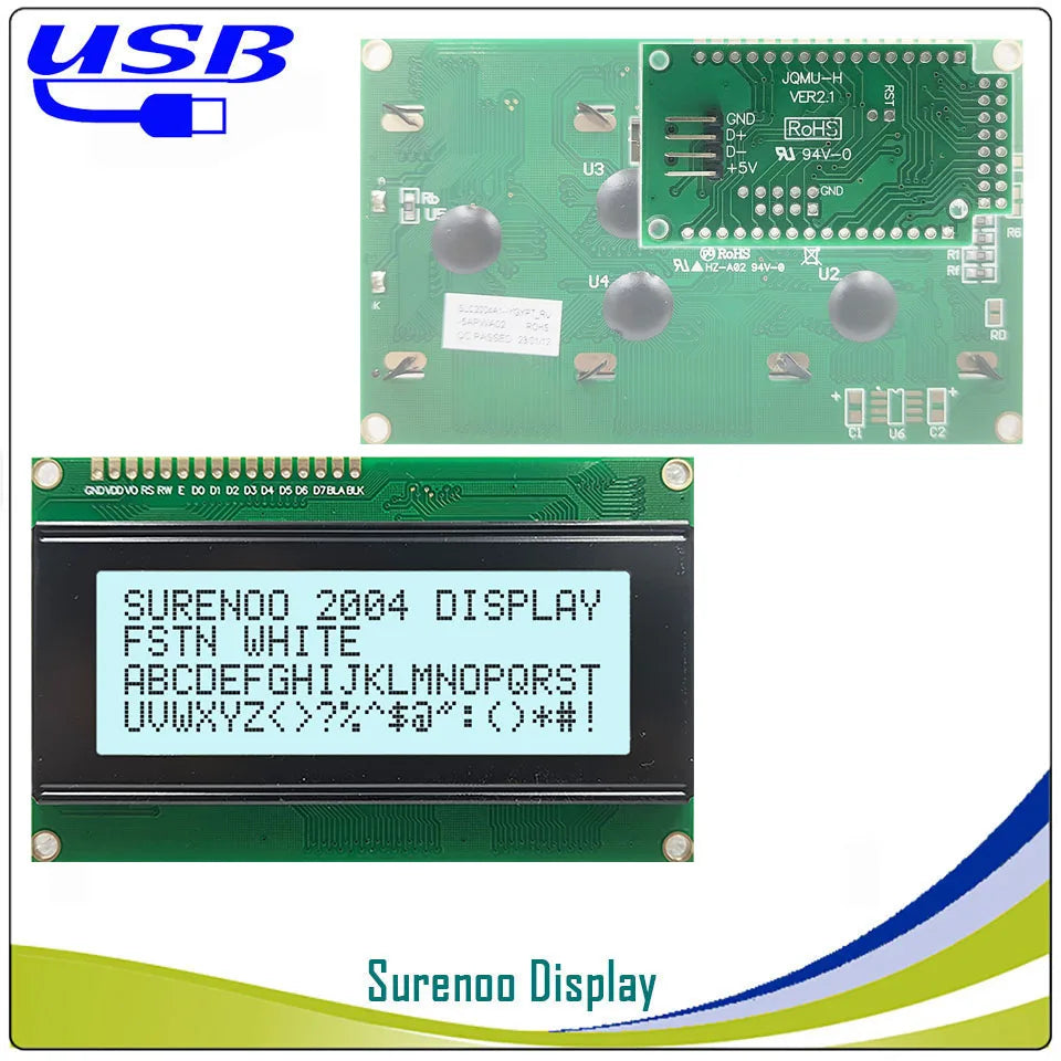 Surenoo LCD2USB USB 204 20X4 2004 Character LCD Module Display Screen Panel sutible LCD Smartie & AIDA64 for DIY PC