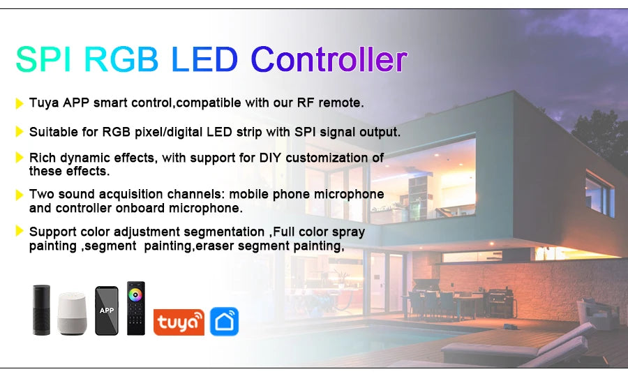 RGB-IC COB LED Strip with Tuya Wifi Controller 2.4G Remote Alexa Google Home Rainbow Color Addressable LED Tape 10m 20m 25m Kit