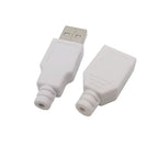 10Pcs White 4 Pin USB Type A Male Female Soldering Plug Socket Connector With Plastic Cover Type-A DIY Kits