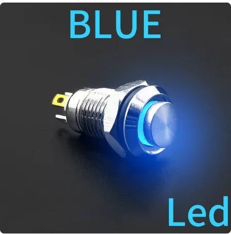 12/16/19/22mm Waterproof Metal Button High Flat head Switch LED Light Momentary Latching 12V 24V 220V Various Colors To Choose