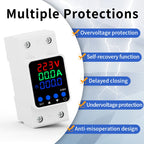 GTRIC Voltage Protection Relay Din Rail Over Under Voltage Protector 230VAC 40A 63A Adjustable Voltage Current Protection Device