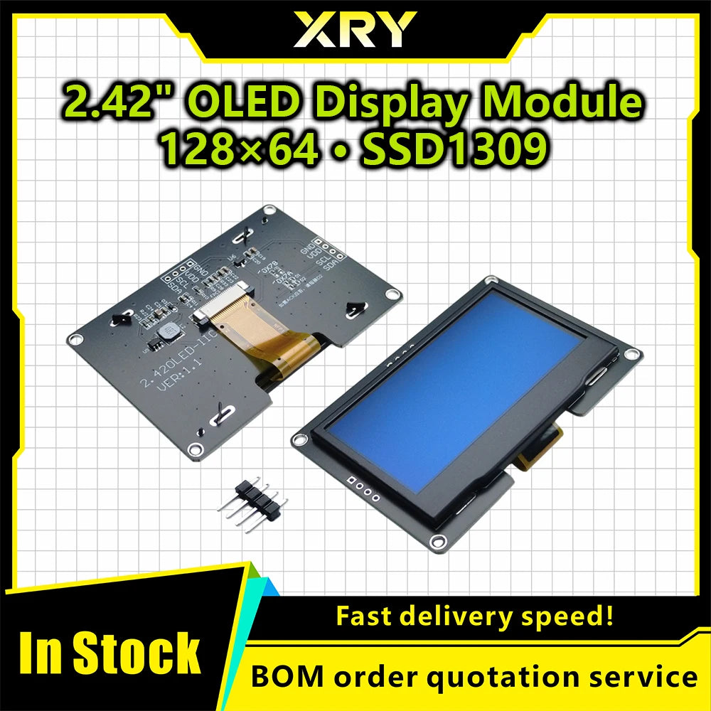 2.42 inch 128x64 OLED LCD Display Module SSD1309 12864 7 Pin SPI/IIC I2C Serial Interface for Arduino UNO R3 C51