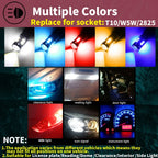 2x W5W T10 LED CANBUS No Error 5W5 12V 10W 950Lm Super Bright Car Interior Side Light 194 3030 SMD Auto Bulb White Amber Red