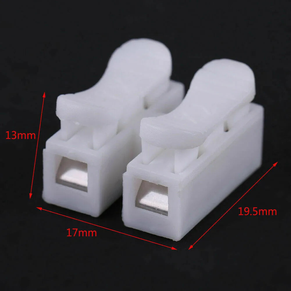 20Pcs CH2 Spring Quick Wire Connector Cable Clamp 2p Electrical Crimp Erminal Block 2 Way Easy Fit For Led Strip