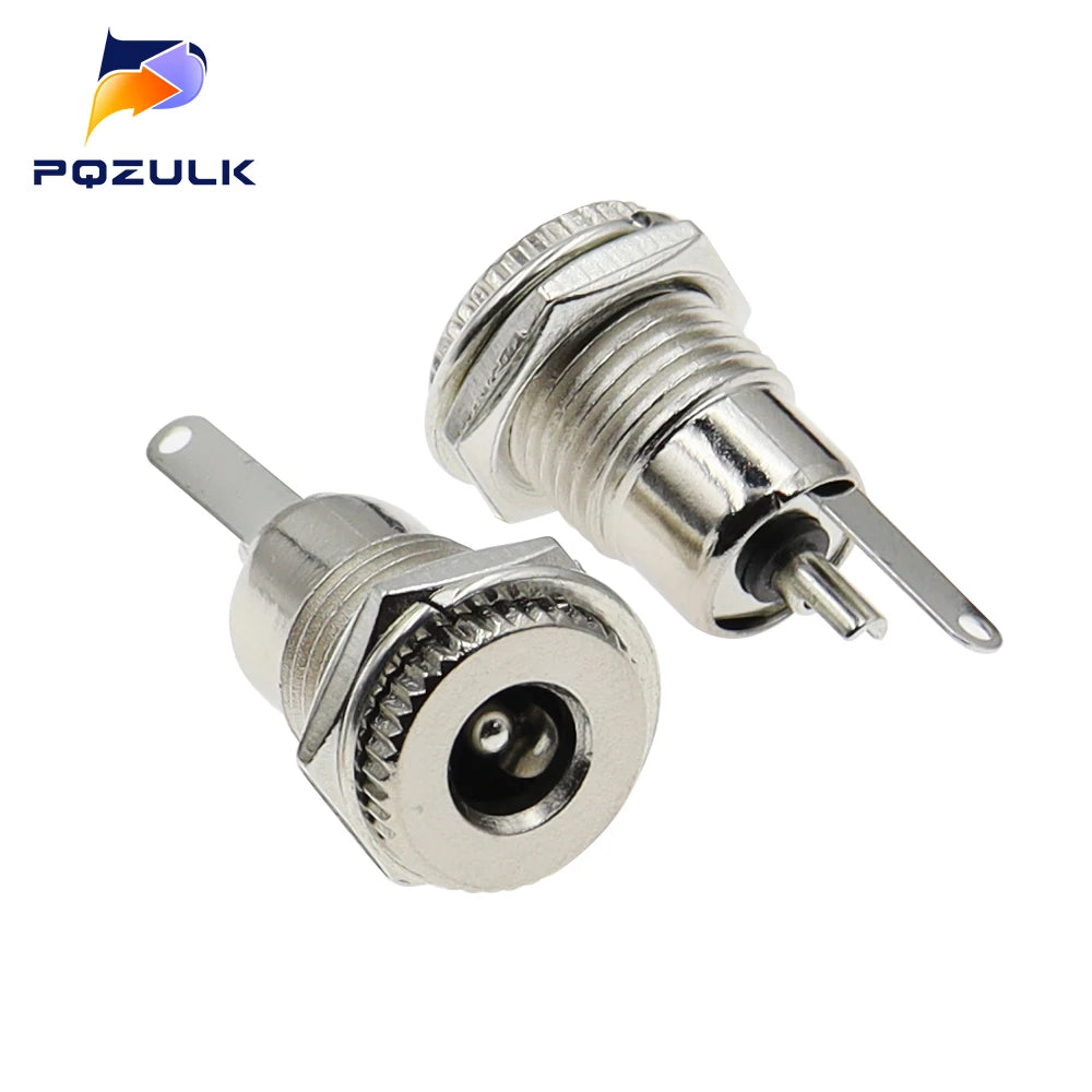 10PCS DC099 5.5 mm x 2.1mm DC Power Jack Socket Female Panel Mount Connector Metal DC-099 Open Hole 11MM 5.5*2.1 5.5*2.5