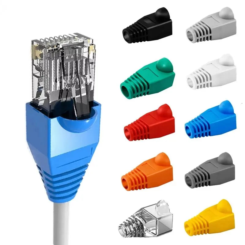 10-100Pcs RJ45 Ethernet Cable Connector Boots Cover CAT5 CAT5E CAT6 CAT6E Ethernet Network Lan Cable Plug Cap Protective Sleeve