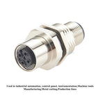 M12 A Code 5Pin Male to Female Converter IP67 Shielded Bulkhead Feedthrough Panel Mount Connector Receptacle 60V 4A for NMEA2000