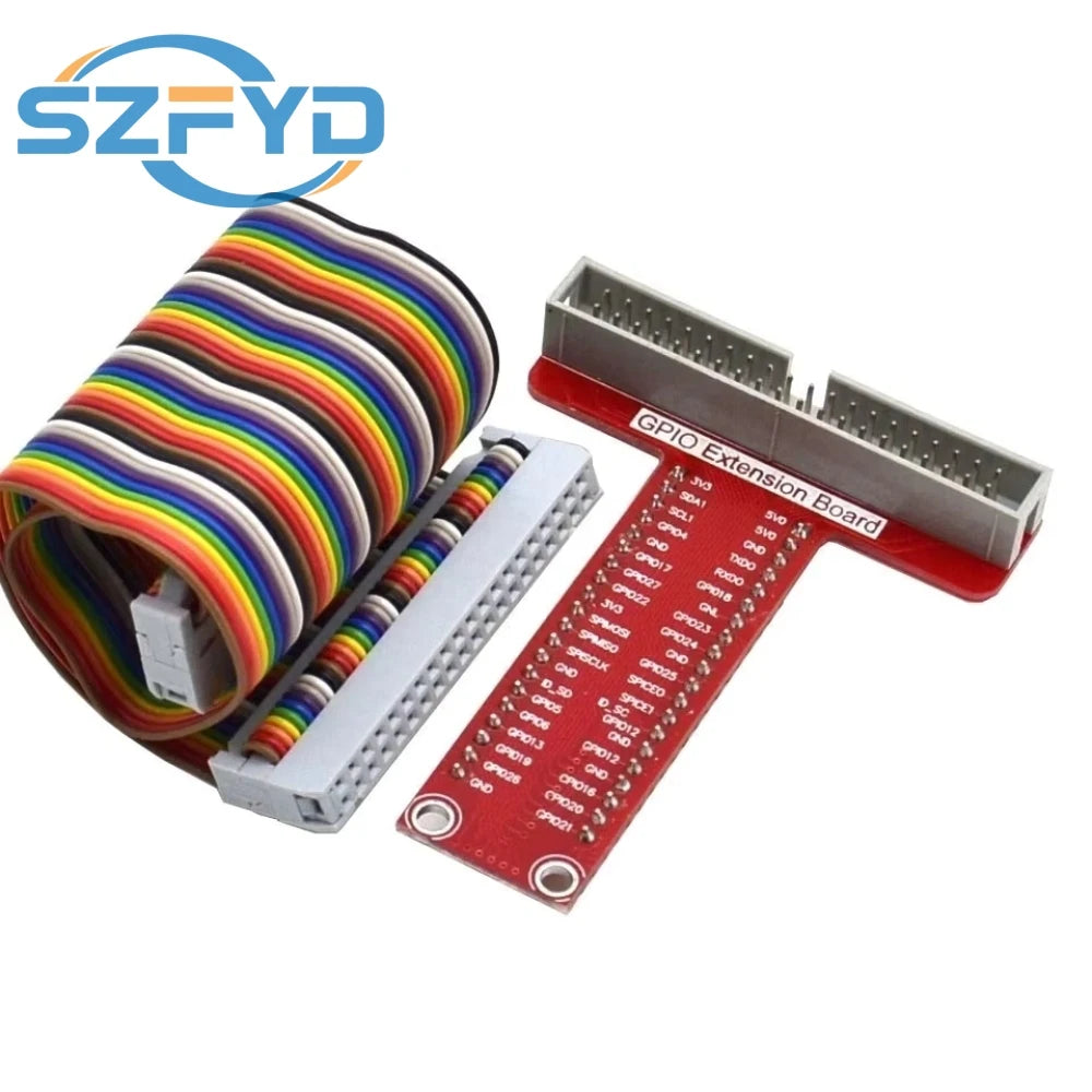 T-Type GPIO Expansion Board + 40-Pin Ribbon Cable for Raspberry Pi 4 3 2 B+ Compatible with Breadboard DIY