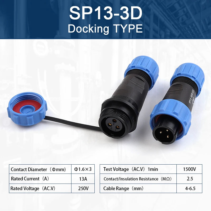 SP13 Aviation Waterproof Connector IP68 Docking Electrical Cable Wire Male Female Plug Socket Welding Type Industrial Connector