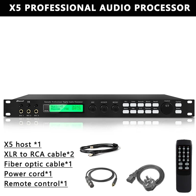 FUHAM Professional Digital X5 Preamp Effects Processor KTV Reverb Suppression Anti-Howl Bluetooth Audio Processor