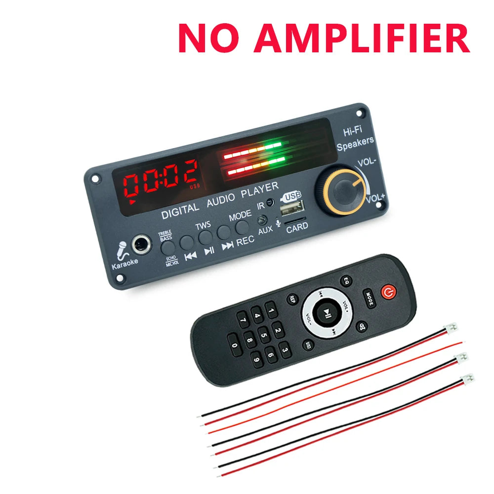 KEBIDU 200W Amplifier Bluetooth 5.3 MP3 Decoder Board Hands-free Car Wireless MP3 Player Mic USB TF FM Radio TWS Music Player