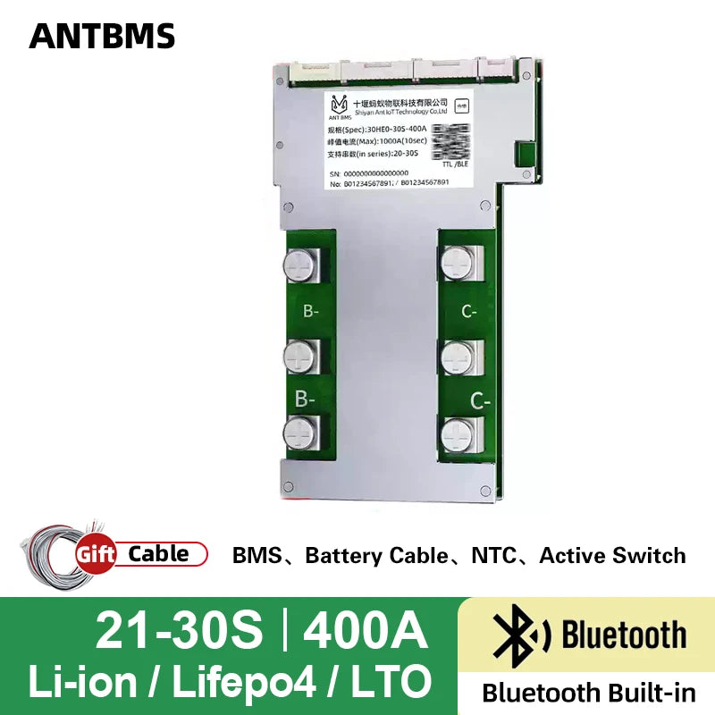SMART BMS 400A 420A HighCurrent 4-30S BMS for Lifepo4 Li-ion Battery with BT UART for Golf Cart EV and Industrial Energy Storage